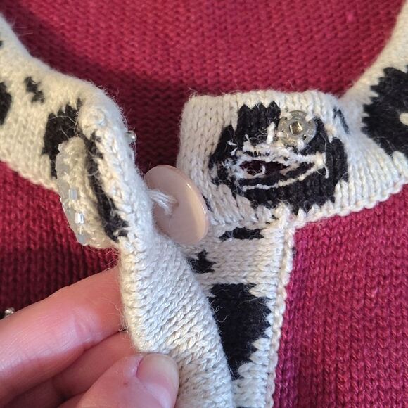 VTG Storybook Knits Safari Leopard Floral Cottagecore Cardigan Large NWT RARE - Picture 3 of 15